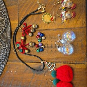 Festive Holiday Earrings and Necklace Set